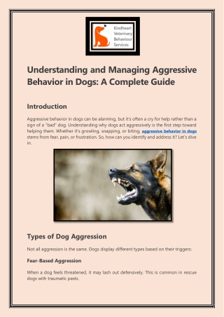 Understanding and Managing Aggressive Behavior in Dogs