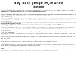 Puppy Linux OS: Lightweight, Fast, and Versatile