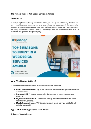 The Ultimate Guide to Web Design Services in Ambala