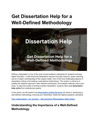 Get Dissertation Help for a Well-Defined Methodology