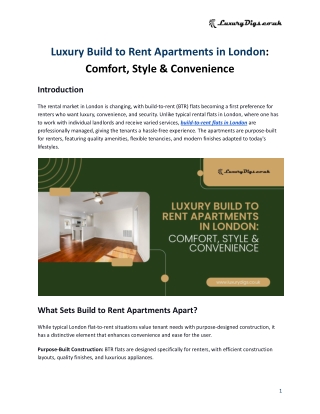 Luxury Build to Rent Apartments in London_ Comfort, Style & Convenience