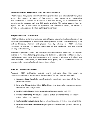 HACCP Training in Nigeria