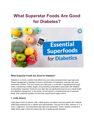 What Superstar Foods Are Good for Diabetes