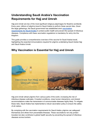 Understanding Saudi Arabia’s Vaccination Requirements for Hajj and Umrah