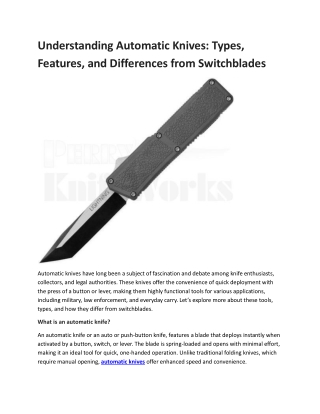 Understanding Automatic Knives: Types, Features, and Differences from Switchblad