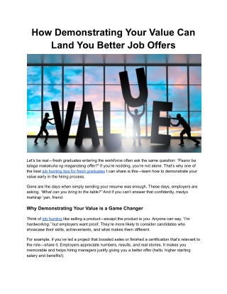 How Demonstrating Your Value Can Land You Better Job Offers