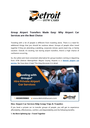 Group Airport Transfers Made Easy: Why Airport Car Services are the Best Choice