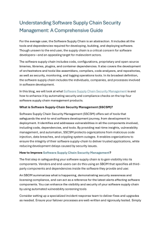 Software Supply Chain Security Management