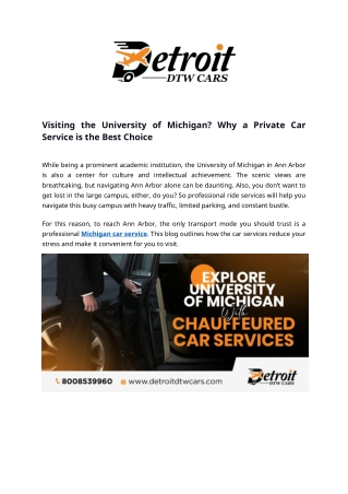 Visiting the University of Michigan? Why a Private Car Service is the Best Choice