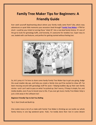 Family Tree Maker Tips for Beginners: A Friendly Guide