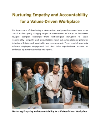 Nurturing Empathy and Accountability for a Values-Driven Workplace