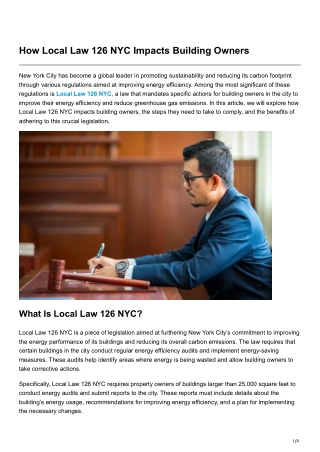 How Local Law 126 NYC Impacts Building Owners