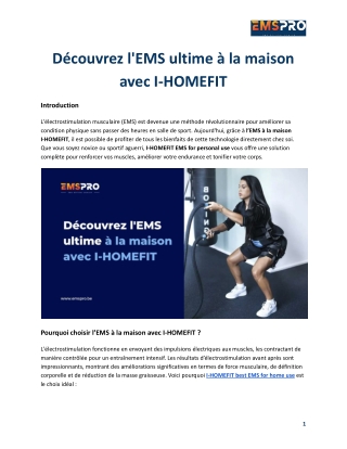 Découvrez l'EMS ultime à la maison avec I-HOMEFIT