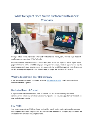 You Need to Expect These When Working with an SEO Company in India