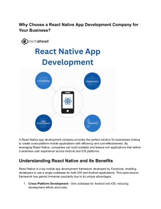 Why React Native App Development is the Best Choice for Startups & Enterprises