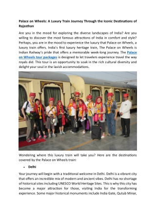 Palace on Wheels- A Luxury Train Journey Through the Iconic Destinations of Rajasthan