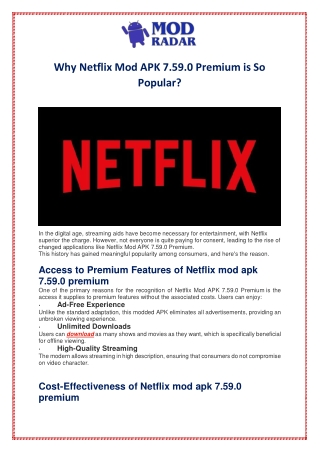 Why Netflix Mod APK 7.59.0 Premium is So Popular?