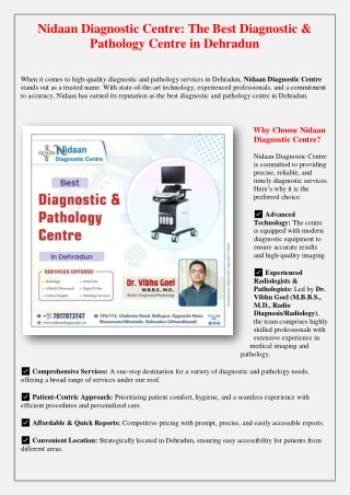 Nidaan Diagnostic Centre The Best Diagnostic & Pathology Centre in Dehradun