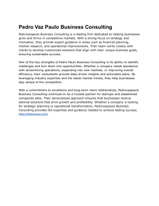 Pedrovazpaulo Business Consulting