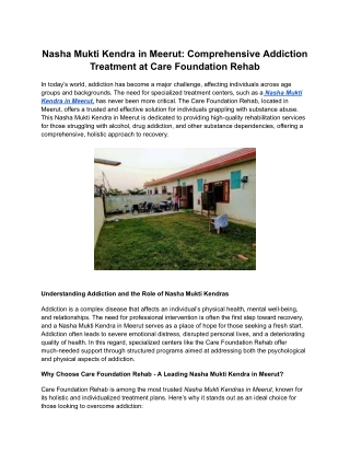 Nasha Mukti Kendra in Meerut