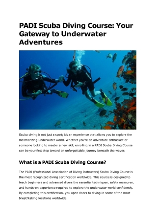 PADI Scuba Diving Course_ Your Gateway to Underwater Adventures
