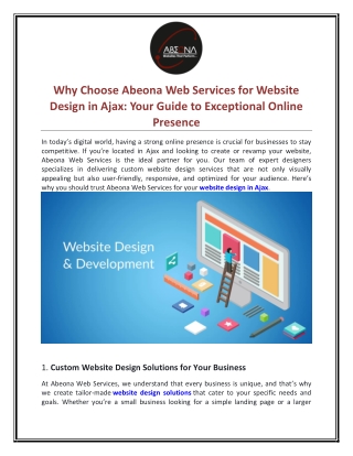 Why Choose Abeona Web Services for Website Design in Ajax Your Guide to Exceptional Online Presence