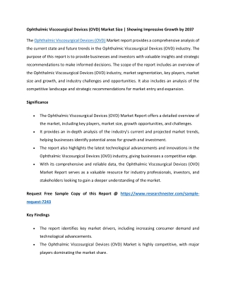 Ophthalmic Viscosurgical Devices (OVD) Market trends 2037