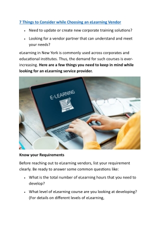 7 Things to Consider while Choosing an eLearning Vendo1
