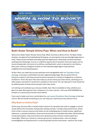 Badri Kedar Temple Online Puja When and How to Bookpdf
