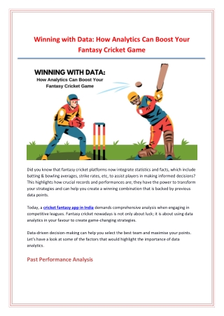 Winning with Data How Analytics Can Boost Your Fantasy Cricket Game