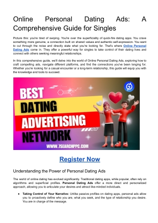Online Personal Dating Ads: A Comprehensive Guide for Singles