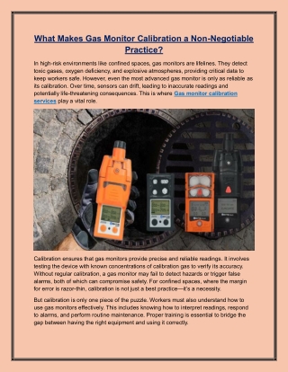 What Makes Gas Monitor Calibration a Non-Negotiable Practice
