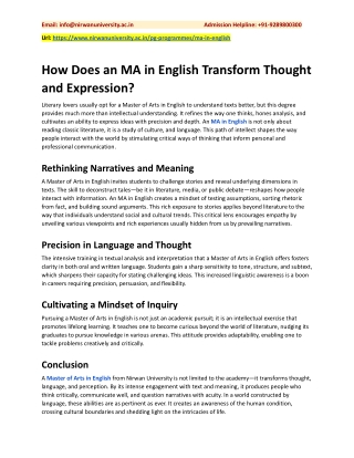 How Does an MA in English Transform Thought and Expression?