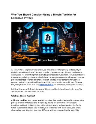 How a Bitcoin Tumbler Protects Your Identity