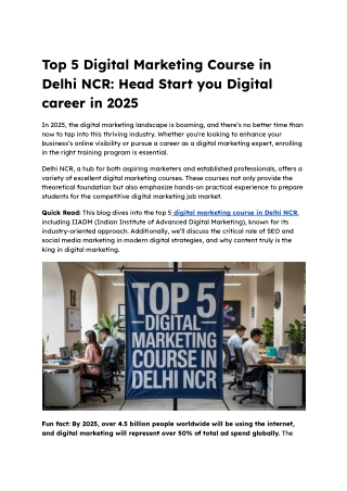 Digital Marketing Course in Delhi NCR