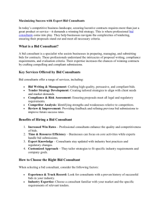 Maximizing Success with Expert Bid Consultants
