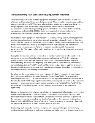 Troubleshooting fault codes.
