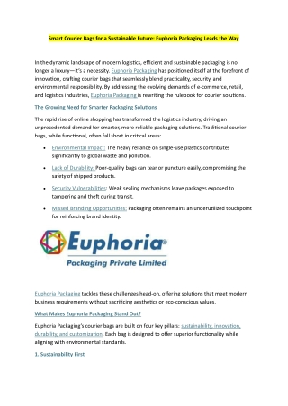 Eco-Friendly Courier Bags: Paving the Way for a Sustainable Future