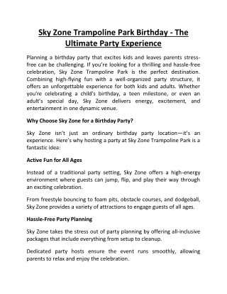 Sky Zone Trampoline Park Birthday - The Ultimate Party Experience