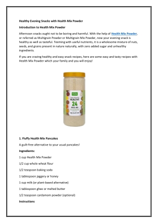 Healthy Evening Snacks with Health Mix Powder