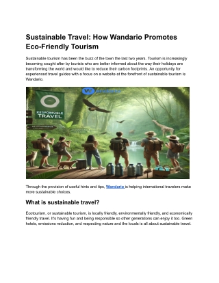 Sustainable Travel: How Wandario Promotes Eco-Friendly Tourism