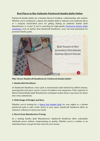 Best Places to Buy Authentic Patchwork Kantha Quilts Online
