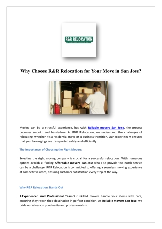 Moving Services In Temecula | R&R Relocation