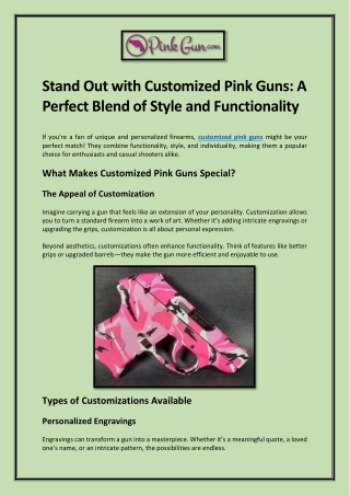 Stand Out with Customized Pink Guns A Perfect Blend of Style and Functionalit
