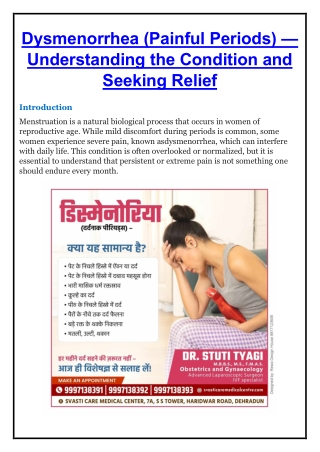 Dysmenorrhea - Svasti Care Center