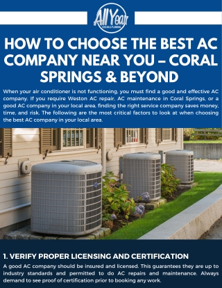 How to Choose the Best AC Company Near You – Coral Springs & Beyond