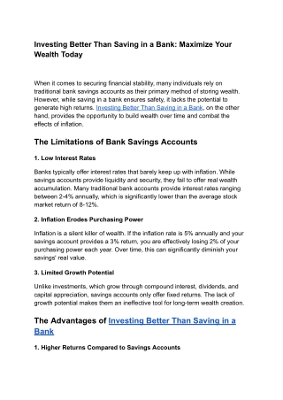 Investing Better Than Saving in a Bank_ Maximize Your Wealth Today