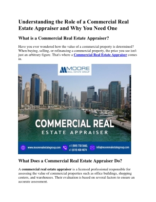 Understanding the Role of a Commercial Real Estate Appraiser and Why You Need One