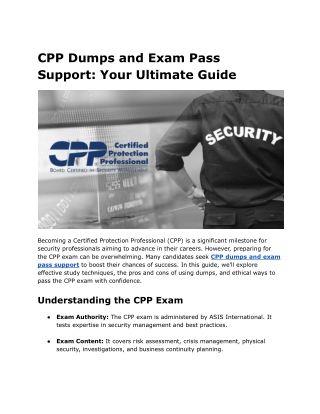CPP Dumps and Exam Pass Support_ Your Ultimate Guide