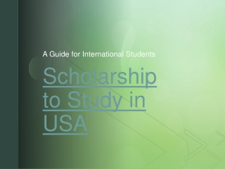 Scholarship to Study in USA